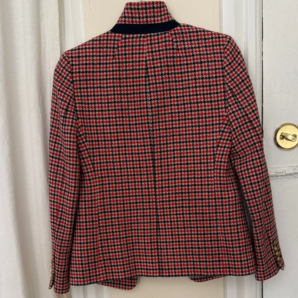 J. Crew Regent Blazer Red and Black Houndstooth Blazer - size 2P - Picture 4 of 8